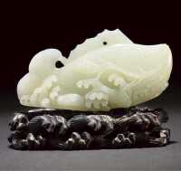 18th Century A pale celadon jade model of a fish